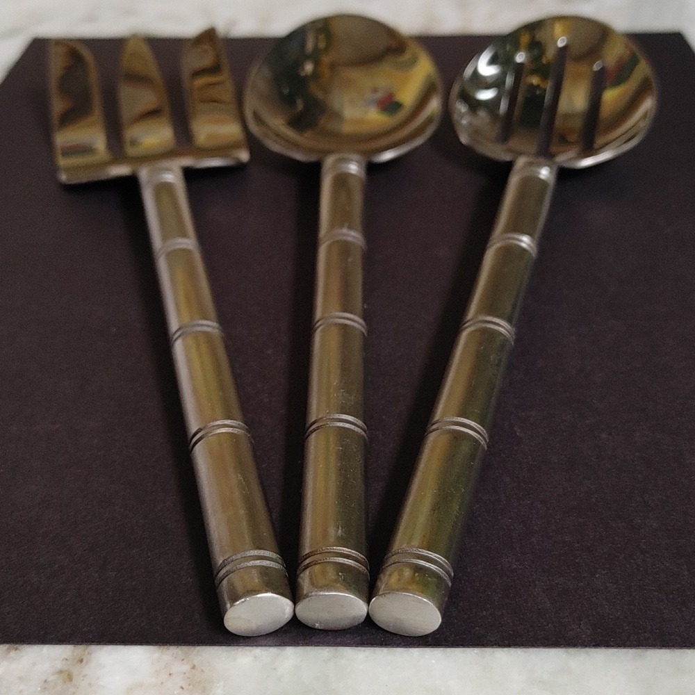 Pier 1 Stainless Steel Bamboo Design Serving Flatware - Picture 13 of 14